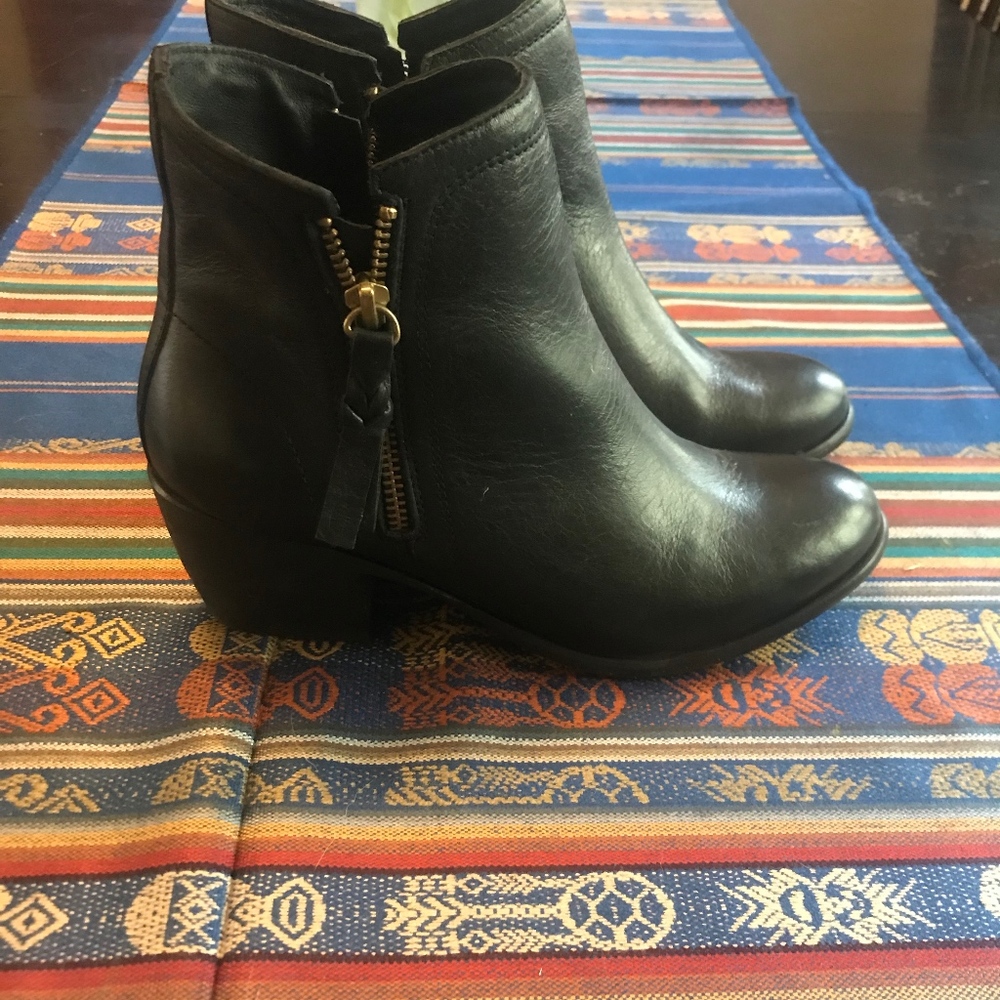 Black Leather Booties Size 7